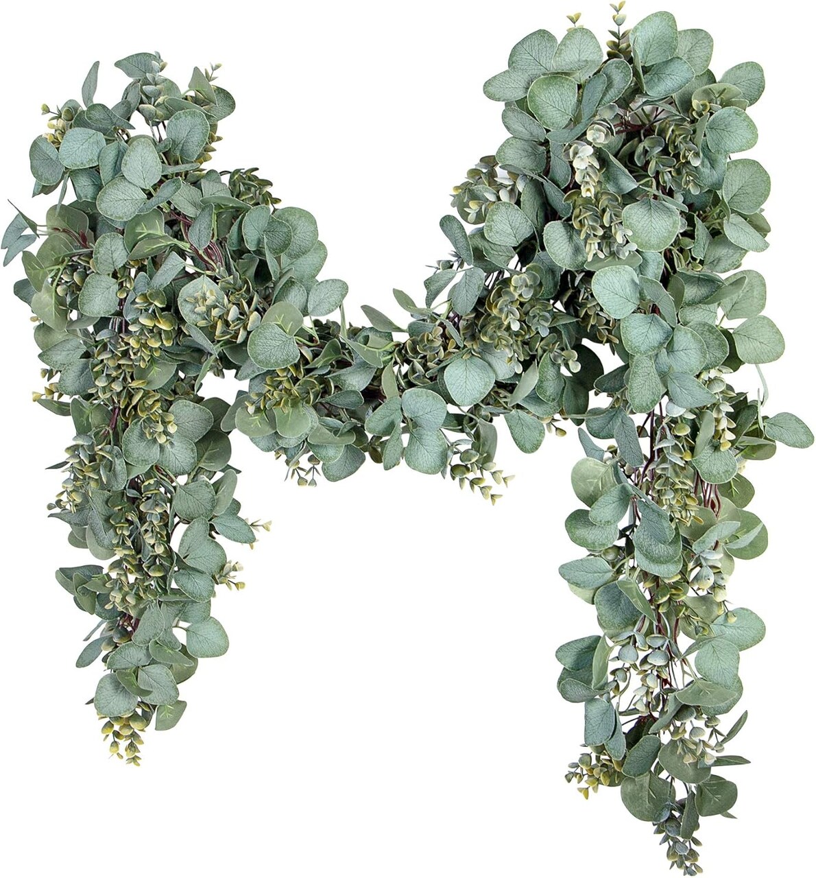 Eucalyptus Spring Garland 6.56 Ft Lush Silver Dollar Leaves Boxwood Artificial Faux Greenery Vines for Baby Shower Wedding Party Table Runner Room Home Mantle Decor